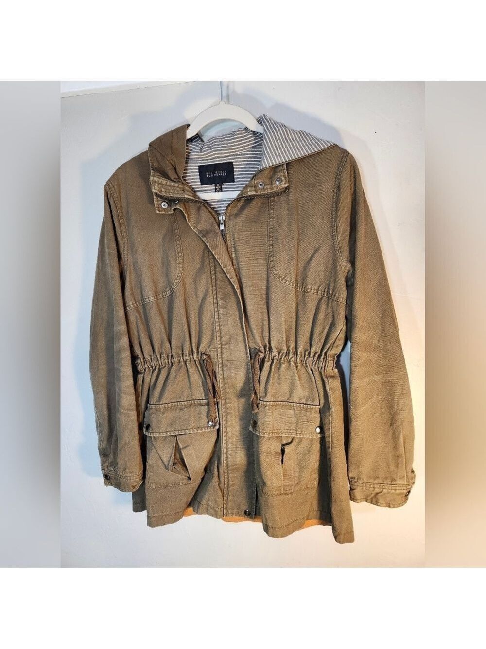 Blu Pepper Olive Green Utility Jacket with Hood Sz M